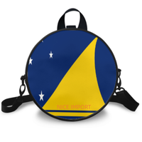 Tas Bahu Yap Flag untuk Wanita Tas Tangan Bulat PU dengan Ritsleting untuk Penggunaan Sehari-hari Dompet Ponsel Tas Selempang Wanita Trendi