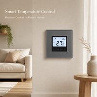 Thermostat numérique mural avec écran LCD et panneau en verre pour la régulation de la température