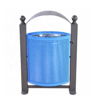 Cubo de basura de metal exterior, gran cubo de basura rectangular de acero para Parque, elementos urbanos, mobiliario urbano