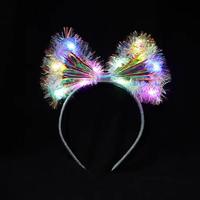 Serre-tête LED Lumineux pour Soirées, Festivals, Clubs, Bandeau Cheveux Scintillant, Diadème Cosplay, Fête, Halloween, Noël, avec Nœud