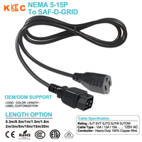 Cable de Alimentación con Conector SAF-D-GRID NEMA 5-15P, Cable de Extensión de Alta Resistencia de 14AWG/3C 13A 125V, 2 Metros