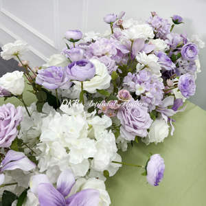 ديكور المصنع بالجملة عداء زهرة أرجواني وأبيض ديكور طاولة الزفاف الديكور - Product Image 3