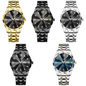 X-GEQCK 럭셔리 남성 석영 시계 녹색 실버 블랙 골드 색상 Reloj 스테인레스 스틸 밴드 손목 시계 - Product Image 6