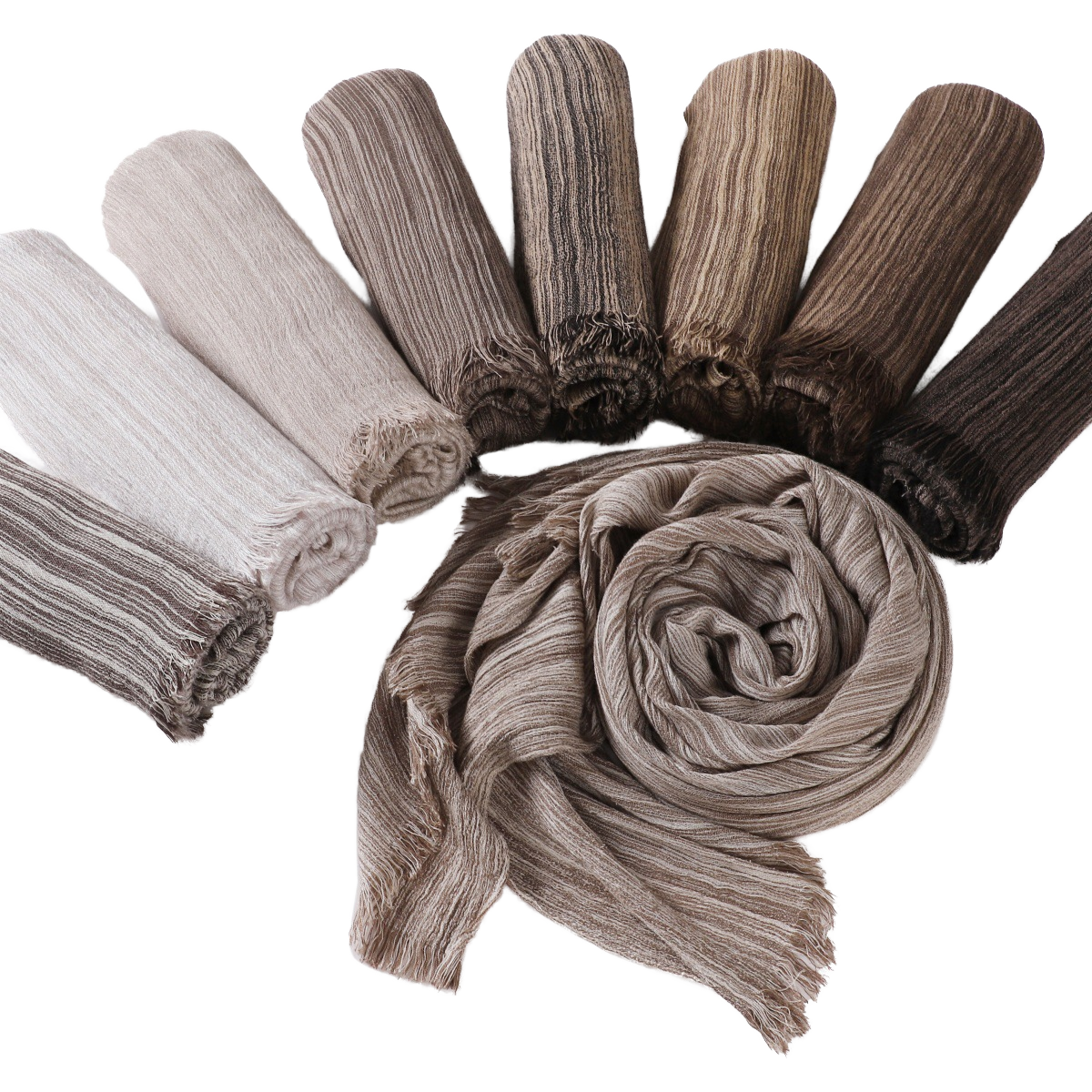 Latest Hot Selling Wholesale Light Weight Muslim Women Shawl Crinkle Viscose Textured Rayon Modal Hijab Scarf Long Solid Autumn