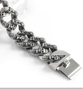 สร้อยข้อมือฮิปฮอปสำหรับผู้ชายสร้อยข้อมือกะโหลกศีรษะ304/316ลิตรสแตนเลส<span class=keywords><strong>2022</strong></span>จากผู้ผลิตจีน - Product Image 5