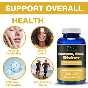 Personnalisation en usine Supplément de quercétine Capsules de zinc et de sureau 1230 mg Non <span class=keywords><strong>GNO</strong></span> Favorise une peau saine Supplément quotidien - Product Image 6