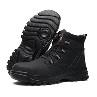 Chaussures de travail à bouton rotatif pour hommes, baskets de travail anti-perforation, chaussures de sécurité imperméables, bottes tactiques antidérapantes à embout en acier