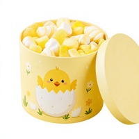 Boîte cadeau cylindrique en papier jaune pour Pâques, emballage rond pour bonbons, biscuits et friandises saisonnières