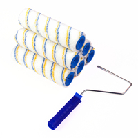 Rouleau de peinture en tissu mélangé jaune et bleu rayé de 9 pouces, qualité industrielle et DIY, personnalisation OEM prise en charge, directement de l'usine