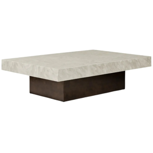 Andres Coffee <b>Table</b> substantial, antiqued bronze <b>square</b> base is crowned by a <b>square</b> top of hand-applied faux horn laid - Product Image 2