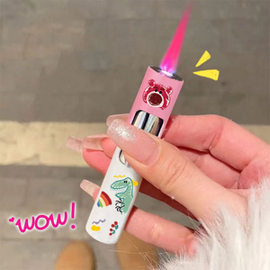 <span class=keywords><strong>Briquet</strong></span> d'allumage à presse cylindrique, allume-cigare <span class=keywords><strong>rose</strong></span> Jet Flame Gradient coupe-vent pour femme - Product Image 5