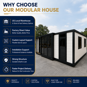 Maisons préfabriquées modulaires Tiny Homes - Structure de maison modulaire extensible en acier imperméable, hôtel Tiny Home, tailles 20FT/30FT/40FT - Product Image 3