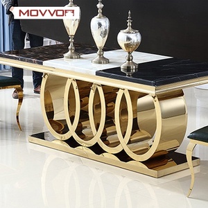 Modernization Design <strong>Marble</strong> <strong>Top</strong> and Stainless Steel Base Gold Dining <strong>Table</strong> - Product Image 2