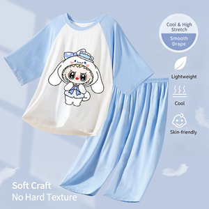 <span class=keywords><strong>Pigiama</strong></span> Estivo per Bambine 2026, Set Personalizzato con Motivi Cartoon, Traspirante, Morbido, Sottile, Manica Corta - Product Image 3