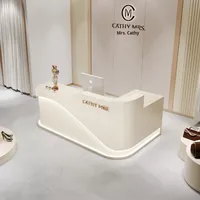 Comptoir de réception de salon de beauté moderne en cuir avec finition laquée, luxe léger, haut de gamme