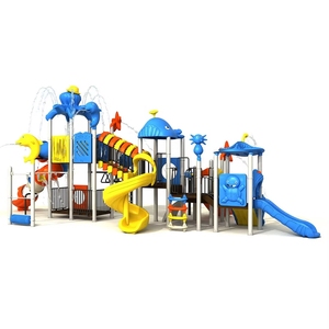 Grand ensemble de jeux aquatiques pour enfants avec <span class=keywords><strong>fontaine</strong></span> à jets et toboggan en plastique, couleur et taille personnalisables, équipement de jeux extérieur - Product Image 3