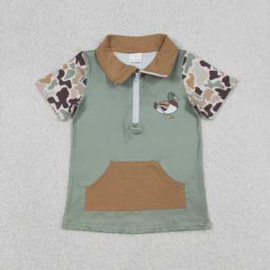 <span class=keywords><strong>Polo</strong></span> pour garçons RTS, bateau de pêche, camouflage gris-<span class=keywords><strong>bleu</strong></span>, fermeture éclair, manches courtes, t-shirt pour enfants - Product Image 5