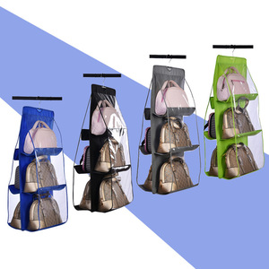 Organizador de bolsos colgante transparente de varias capas, a prueba de polvo, para almacenamiento de bolsos, montado en la pared, tela no tejida, 35x35x90 ZQ - Product Image 3