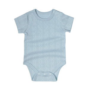 Combinaison <span class=keywords><strong>bébé</strong></span> en <span class=keywords><strong>tricot</strong></span> pointelle à manches courtes, respirante, en coton uni, vêtements pour nouveau-né - Product Image 5