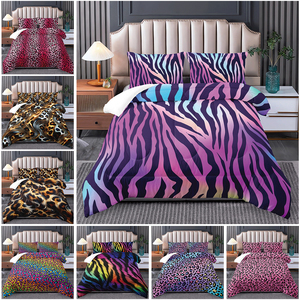 Leopard <span class=keywords><strong>Tiger</strong></span> In Comforter Set Cheetah In Đôi Đầy Đủ Nữ Hoàng Vua Bộ Đồ Giường Với 2 Vỏ Gối Màu Đen Màu Xanh Tím Chăn - Product Image 2