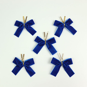 Fábrica pronta para enviar Pre-handmade Pretty Blue Color Velvet <span class=keywords><strong>Ribbon</strong></span> Bow para Candy Gift Packing - Product Image 3