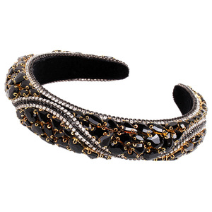 Hua Liyu Bandeau baroque en cristal pour femme, accessoires de cheveux de mariée en forme de S, blanc, or, noir, coloré HH0173 - Product Image 5