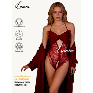 Camicia da notte sexy in pizzo da <span class=keywords><strong>donna</strong></span> con fiocco, vestito intero, lingerie sexy, abito seducente da letto - Product Image 1