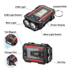 Mini Clip Keychain Flashlight <b>Rechargeable</b> LED Portable Pocket Flash <b>Light</b> Small COB Emergency Torch Keychain Flashlight Camping - Product Image 3