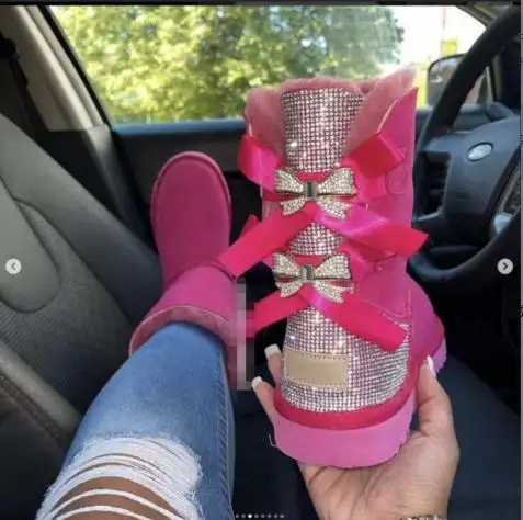 Botas de nieve de invierno para mujer de piel de ante de vaca clásicas en 12 colores al por mayor botas de invierno de felpa cálidas de media pantorrilla para exteriores para Mujer Zapatos