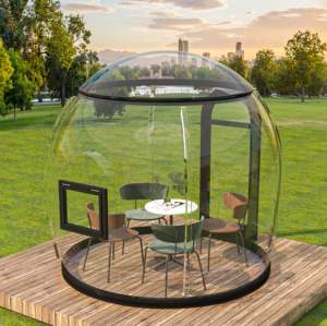 Dôme de <span class=keywords><strong>serre</strong></span> <span class=keywords><strong>grand</strong></span> format pour <span class=keywords><strong>le</strong></span> <span class=keywords><strong>camping</strong></span> en plein air, résistant au vent, en polycarbonate, imperméable, ignifuge, dôme géodésique rond transparent unique, tentes - Product Image 4