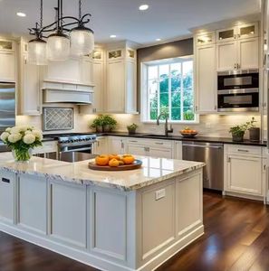 <b>Modern</b> Design Luxury Solid Wood Wooden <b>Kitchen</b> Furniture Cabinets With <b>Light</b> Color - Product Image 1