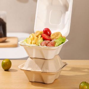 Boîte en bagasse de canne à sucre de haute qualité, conteneur rectangulaire jetable pour hamburgers, sandwichs et barbecues en plein air - Product Image 2