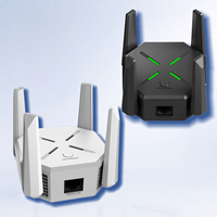 AC1200 Pengulang WiFi Nirkabel Perluas Jangkauan WiFi 5GHz 2.4GHz Dual Band dengan 4 Antena Lipat Mode WPS Port LAN