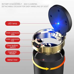 Custom Logo Car Ashtray Leakproof Cigarette Ashes Storage Promotion Gifts Automatic Flip <b>Cover</b> Car Ashtray with <b>LED</b> <b>Light</b> - Product Image 3