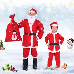 ชุดซานตาคลอสสำหรับเทศกาลคริสต์มาส,ชุดซานต้าคลอสเสื้อผ้าสำหรับคุณพ่อเครื่องแต่งกายคริสมาสต์มีเข็มขัดและเครา