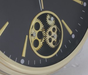 16inch Large Oversize Battery Operated Roman Numeral Modern Metal Gold Color <b>Decorative</b> <b>Wall</b> <b>Clock</b> with Real Moving Gears - Product Image 6