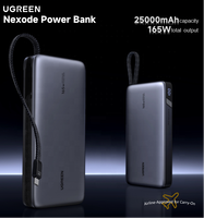 Lampe de camping extérieure UGREEN PB552 25000mAh, batterie externe portable 4 ports pour ordinateur portable, chargeur rapide PD 165W intégré avec double USB-C numérique