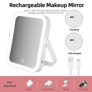 Typ C Aufladbarer 3-Farben-Lichtmodi Stufenlos Dimmbarer Großhandel Faltbarer Tragbarer Make-up-Spiegel mit LED-Beleuchtung - Product Image 5