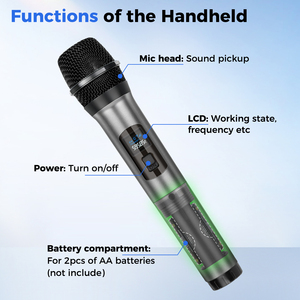 Hệ thống micro không dây chuyên nghiệp UHF LN2 mới, dùng cho gia đình, karaoke, tần số chọn lọc, cầm tay, di động - Product Image 5