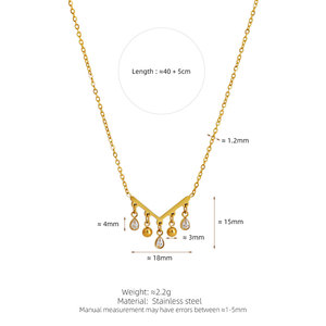 Collier pendentif en acier inoxydable 316L plaqué or 18 carats avec logo personnalisé, résistant à l'eau et au ternissement, avec pompon et zircon, pour femme - Product Image 6