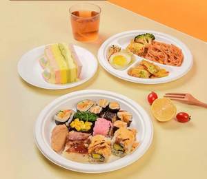 Assiette à pain de 10 pouces de style européen, populaire, écologique, jetable, en bagasse de canne à sucre, biodégradable, compostable, mondiale - Product Image 2