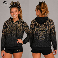 Sweat-shirt à capuche personnalisé pour équipe de cheerleading, pull d'échauffement avec pompons, vente en gros, logo personnalisé, tenue d'entraînement de danse, sweat-shirt d'échauffement