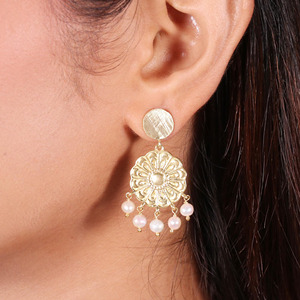 Gold Plated Brass Ethnic Pearl <b>Earrings</b> for party wear Wholesale Price - Product Image 3