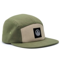Casquette de camping en sergé de coton de haute qualité personnalisée avec logo brodé ou patch en caoutchouc PVC, chapeau de randonnée à 5 panneaux avec patch tissé