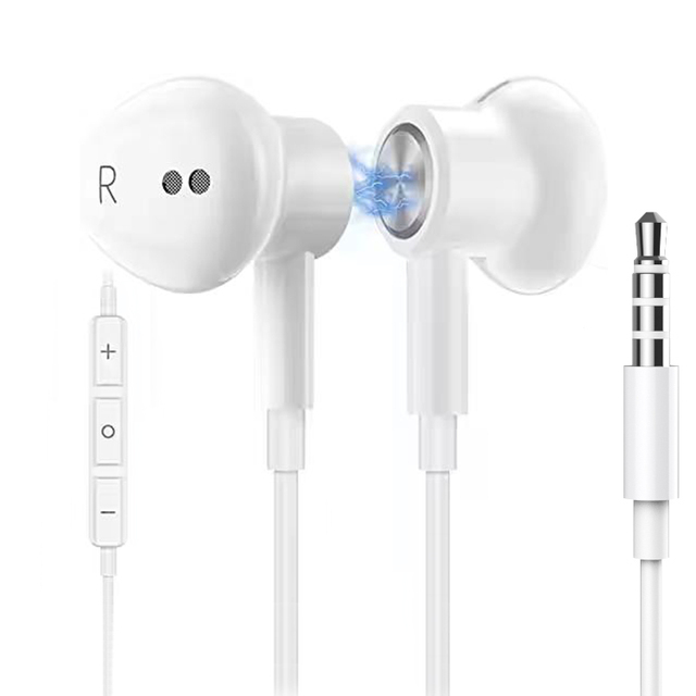 Magnetic Wired Earbuds Headphones 3.5mm Earphones with Microphone and Volume Control for Iphone Ipad White Sports Earphones