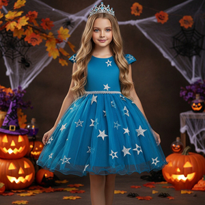 Stile occidentale rosso capodanno bambino ballo ballo di fine anno vestito stella modello bambina abiti da compleanno per 3Y elegante per bambini vestito da festa - Product Image 5