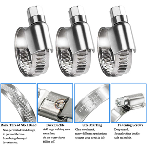 Kinglin Nhà Máy Tùy Chỉnh Có Thể Điều Chỉnh Chiều Rộng 304 Thép Không Gỉ Mạnh Mẽ Cổ họng 1/2 Inch Ban Nhạc Đức Loại Ống Kẹp - Product Image 2