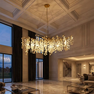 Lustre en cristal moderne pour hall d'hôtel, villa française, salon, salle à manger, îlot de cuisine de luxe, <span class=keywords><strong>lampe</strong></span> suspendue en laiton - Product Image 3