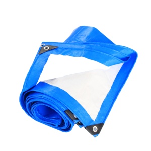 Telo in Polietilene Rinforzato Resistente 20x30 Piedi Impermeabile Telo di Copertura per Campeggio <span class=keywords><strong>Tenda</strong></span> Blu Bianco - Product Image 1