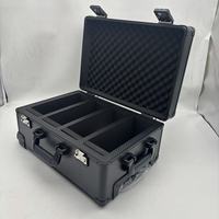 Valise de transport en aluminium à roulettes pour salons professionnels, chariot de rangement verrouillable à 4 fentes de 18 pouces pour cartes de sport et cartes de collection gradées